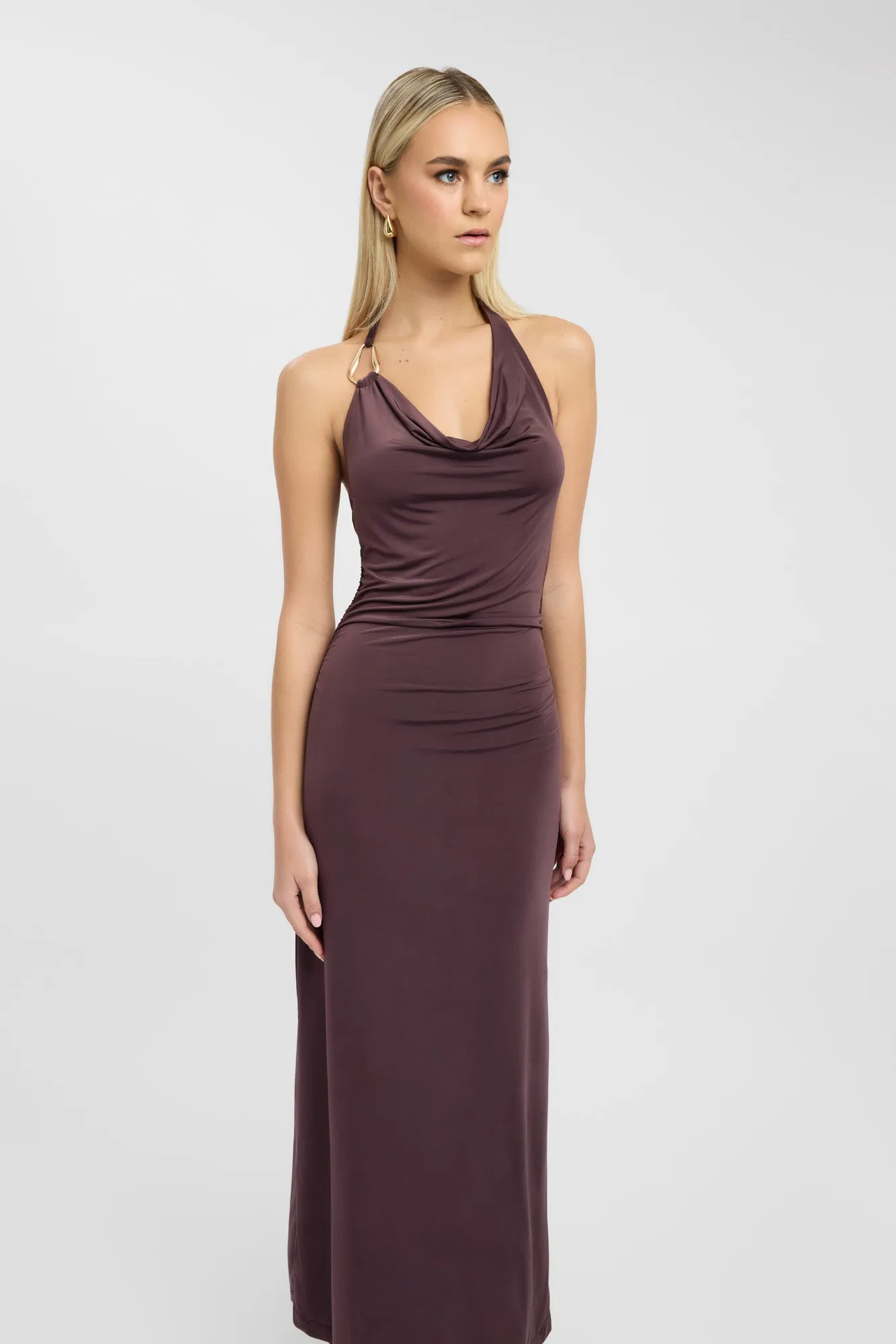 Shine Finish Char Cowl Dress