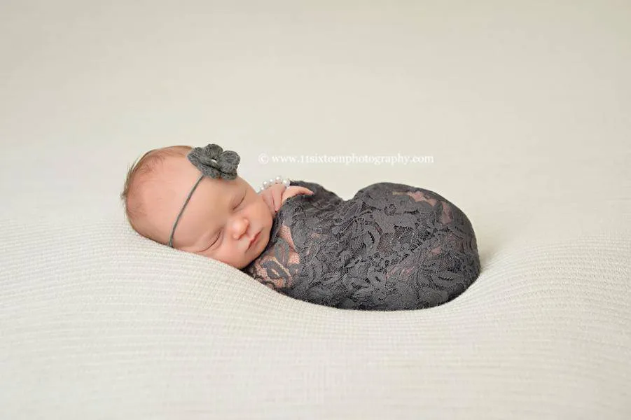 Charcoal Gray Grey Stretch Lace Wrap