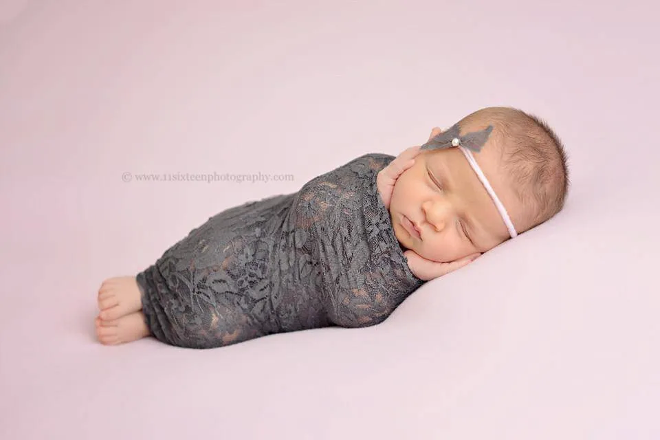 Charcoal Gray Grey Stretch Lace Wrap