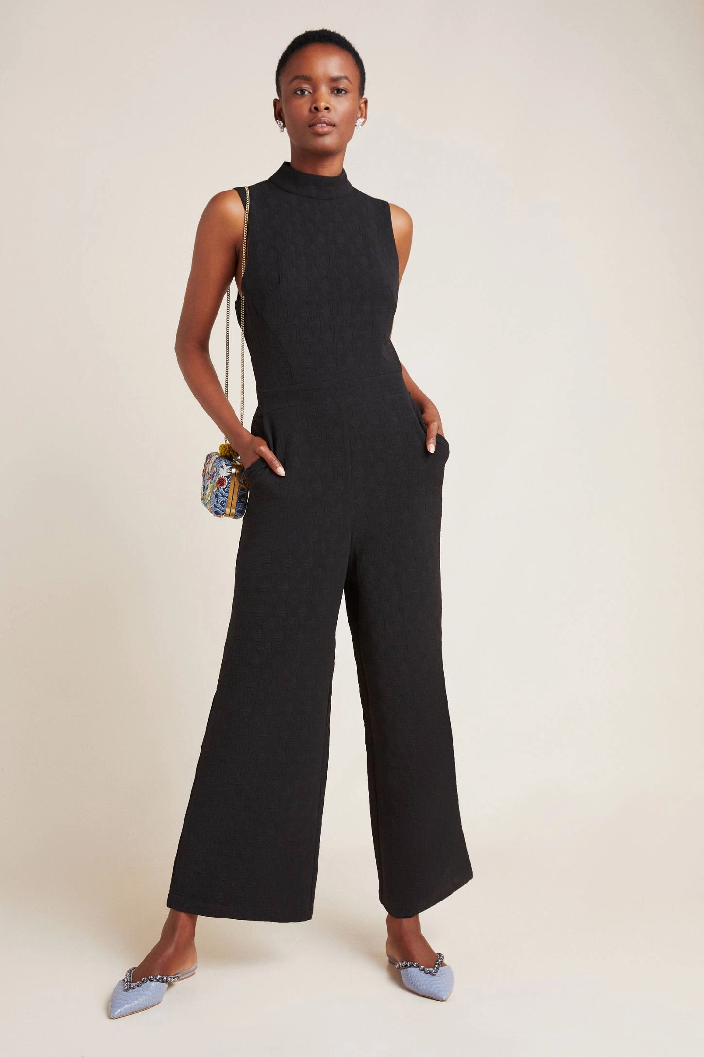 Anti Odor Treatment Charley Mock Neck Jumpsuit - Black