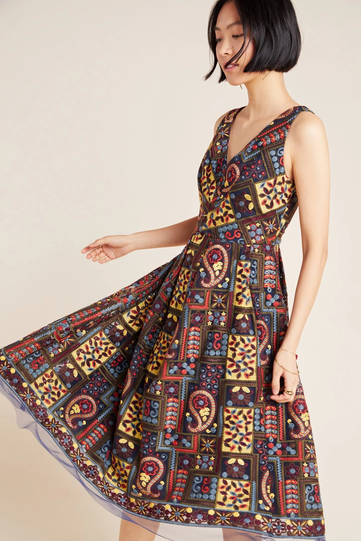 Metallic Finish Charlotte Dress in Florika Paisley