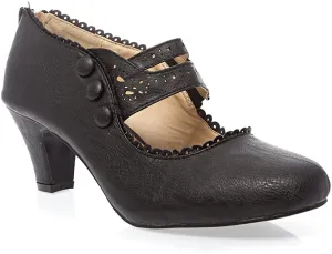 Chase & Chloe Mina-4  Closed Toe Mary Jane High Heel Black Pu
