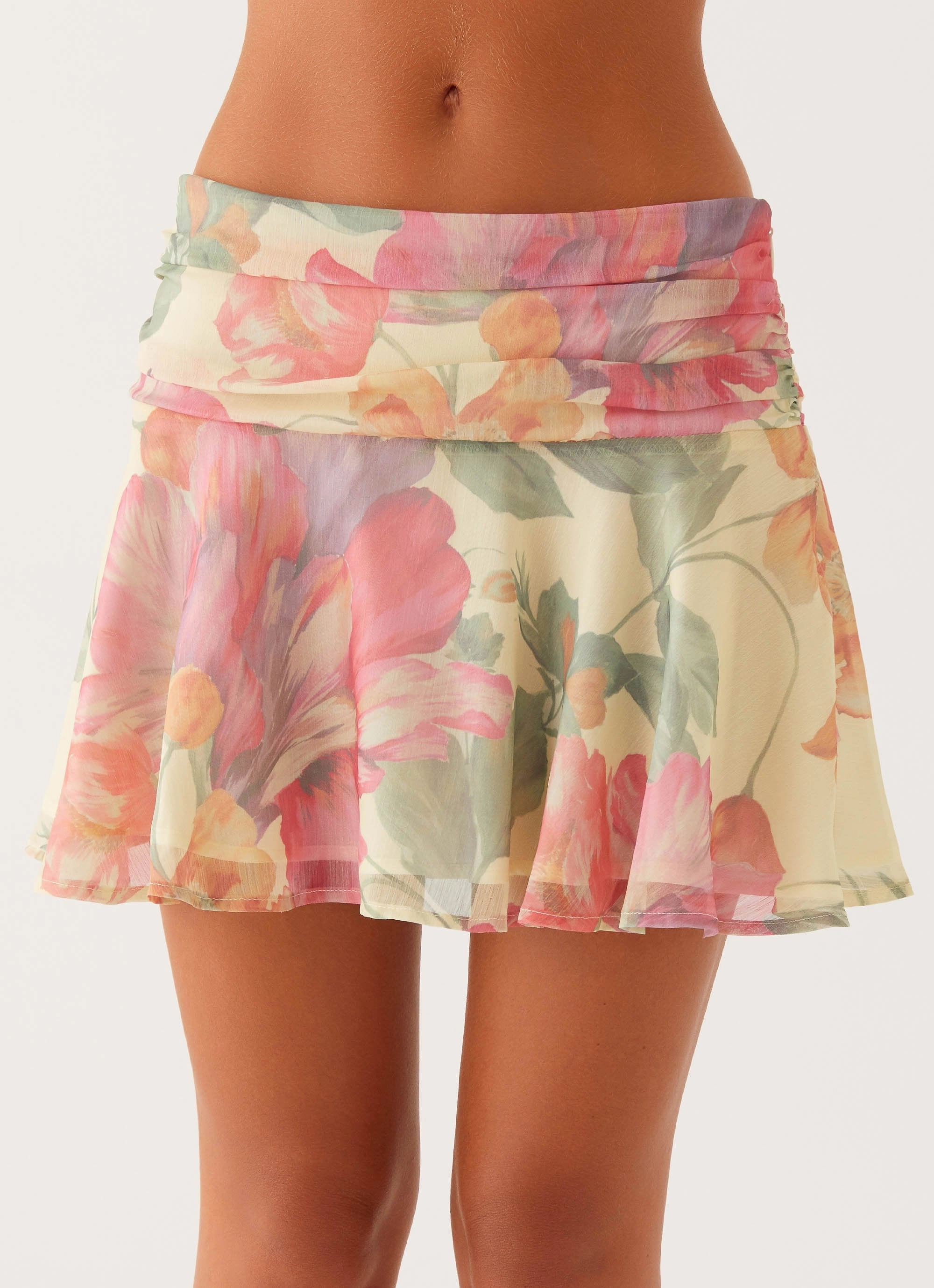 Chemistry Low Rise Mini Skirt - Yellow Peony NonRestrictiveCut