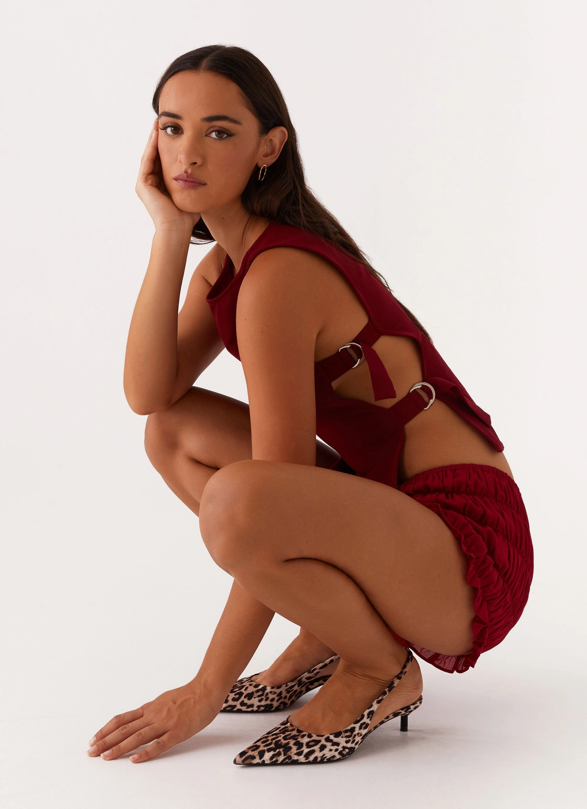 Reinforced Seams Neutral Tone Palette Cherish You Buckle Top - Maroon