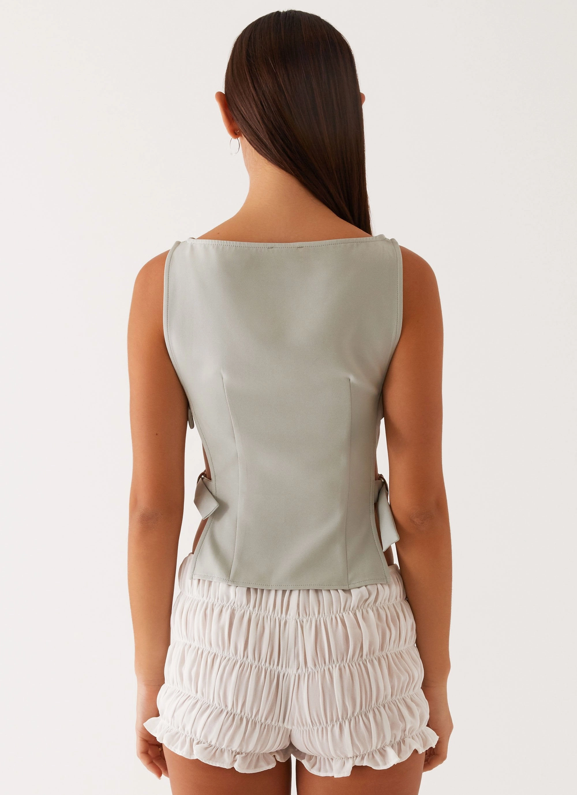 Cherish You Buckle Top - Sage Zero Waste Production Label