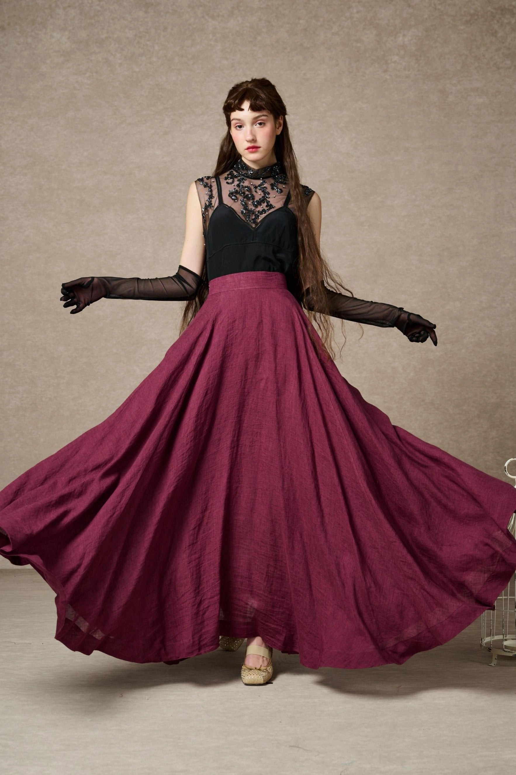 Ergonomic Shoulder Fit Abrasion Proof Edging Cherry 22 | maxi linen skirt