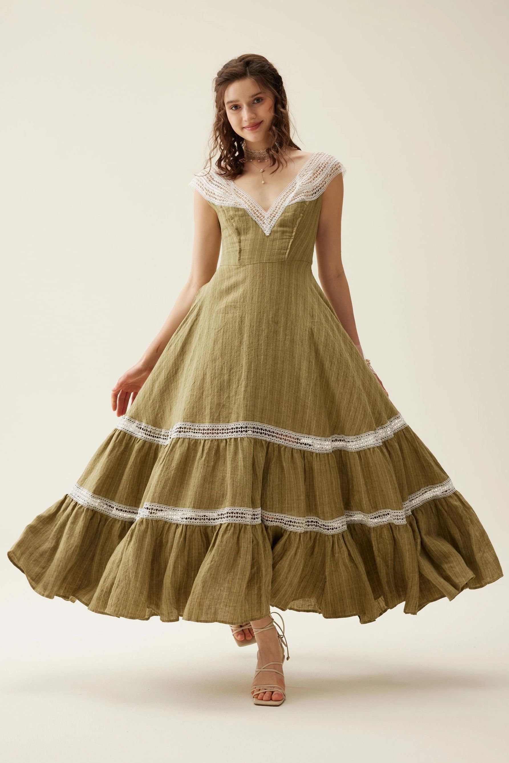 PFC Free Treatment Cherry Tree 25 | Lace Linen flared dress