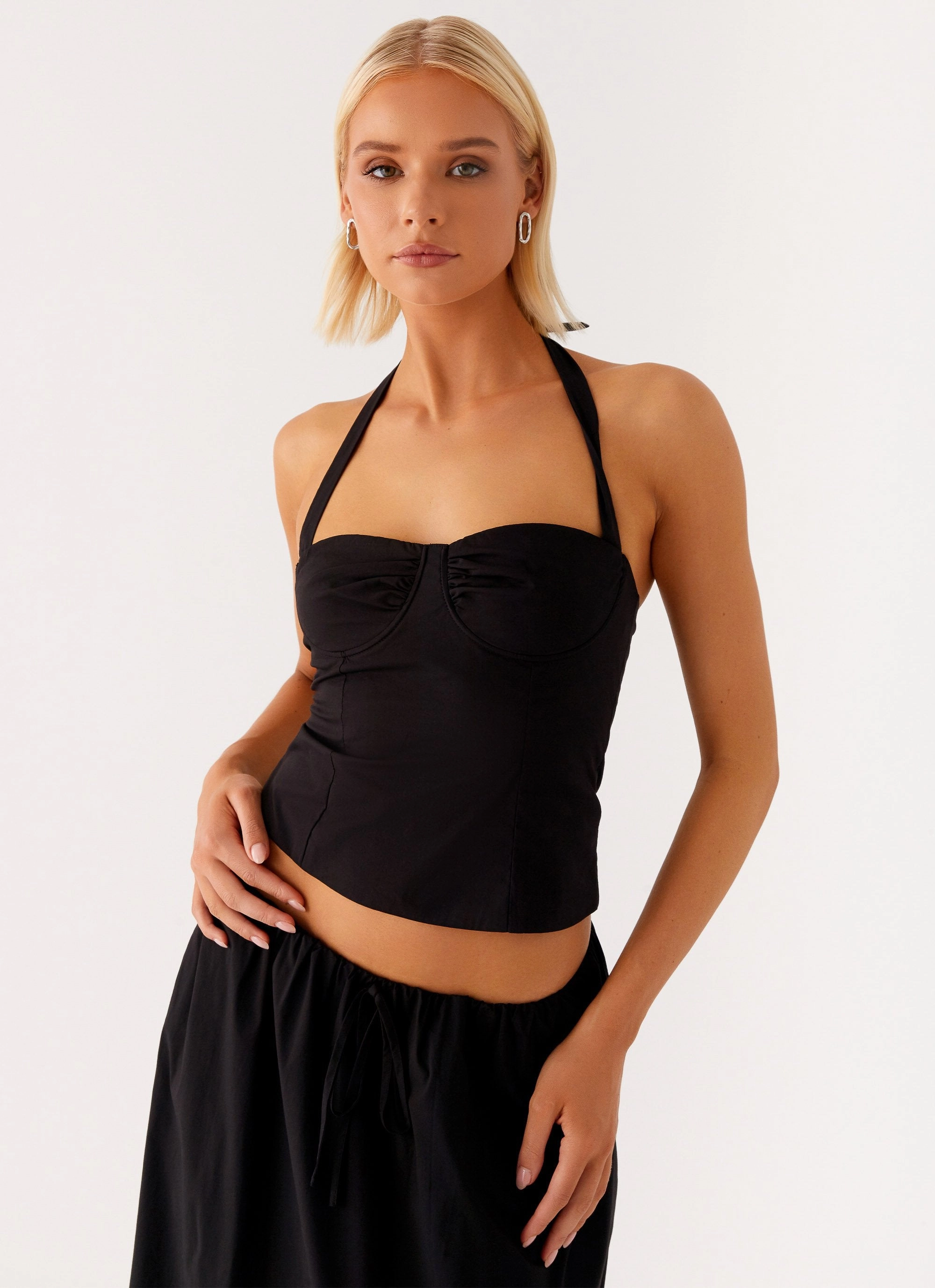 Cheryl Bustier Halter Top - Black Simple Cut