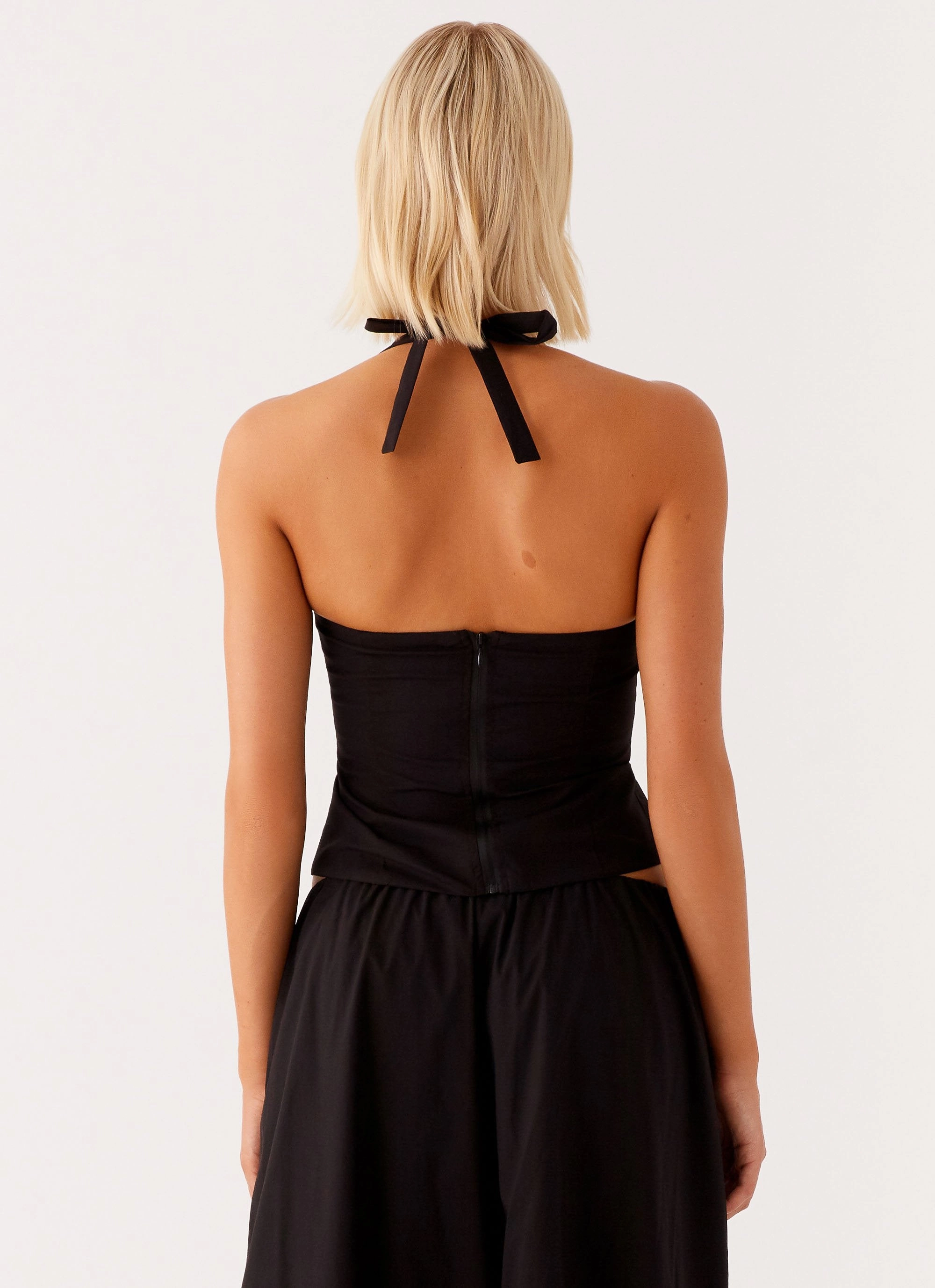 Cheryl Bustier Halter Top - Black WrinkleResistantFinish