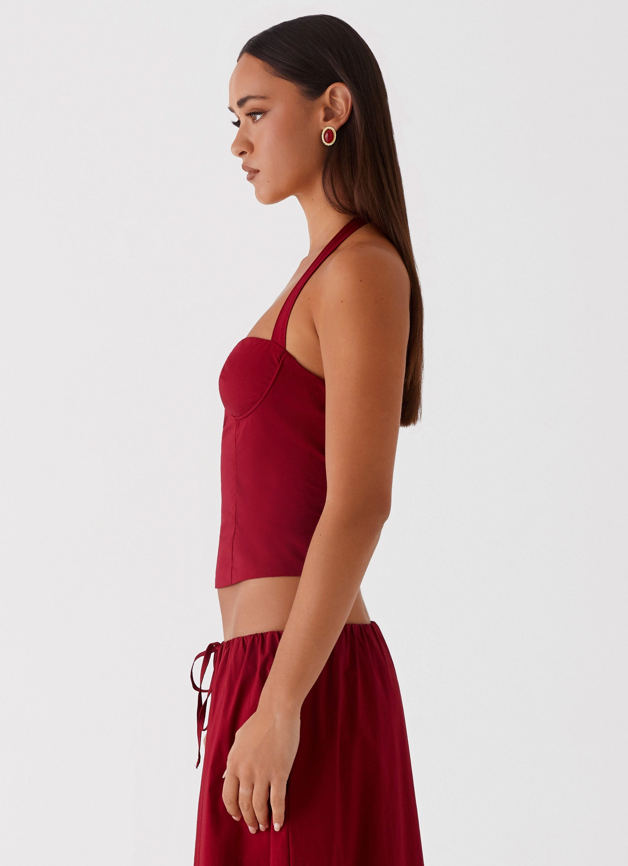 Cultural Heritage Cheryl Bustier Halter Top - Cherry Red
