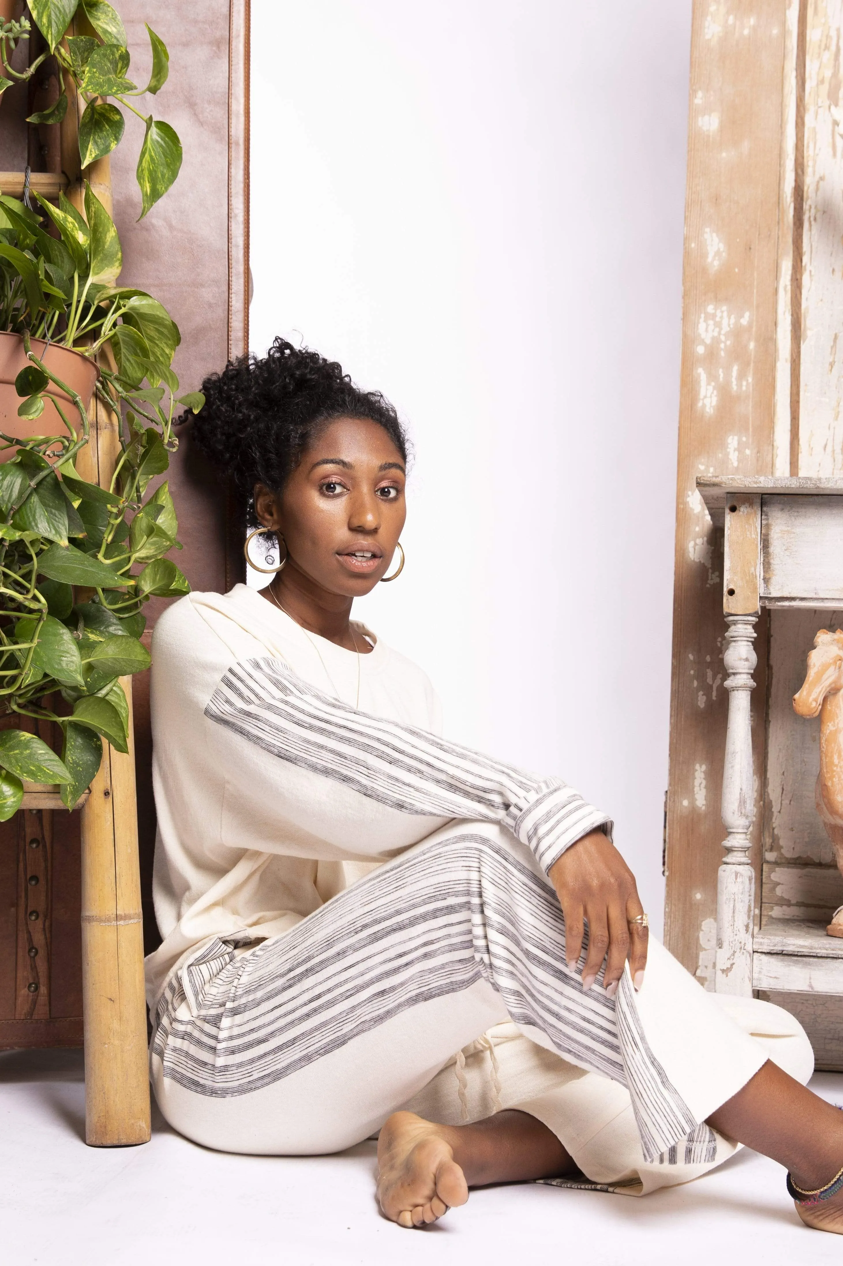 Chia Zen Stripe Jogger Pant Breathable Stretch Chilly Day Wear