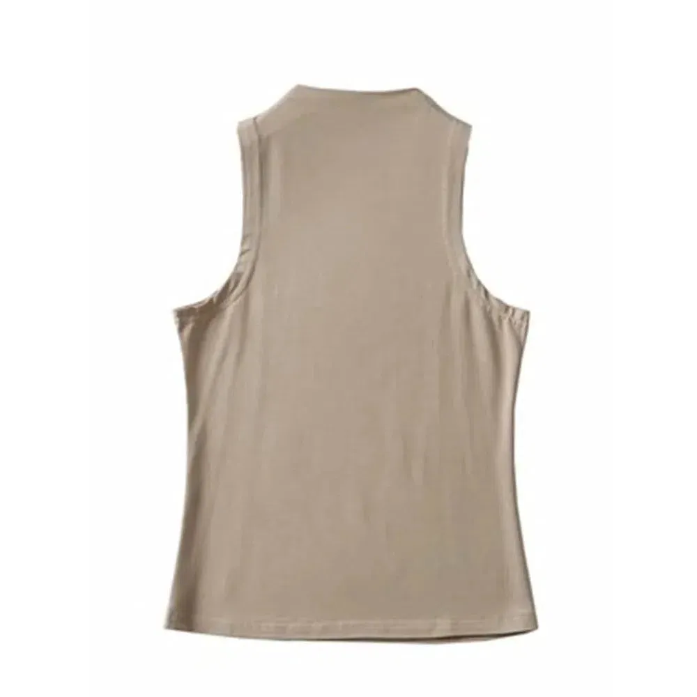 Chic Black Halter Crop Top for Women – Summer Sleeveless Turtleneck Camisole – Casual Fashion Essential