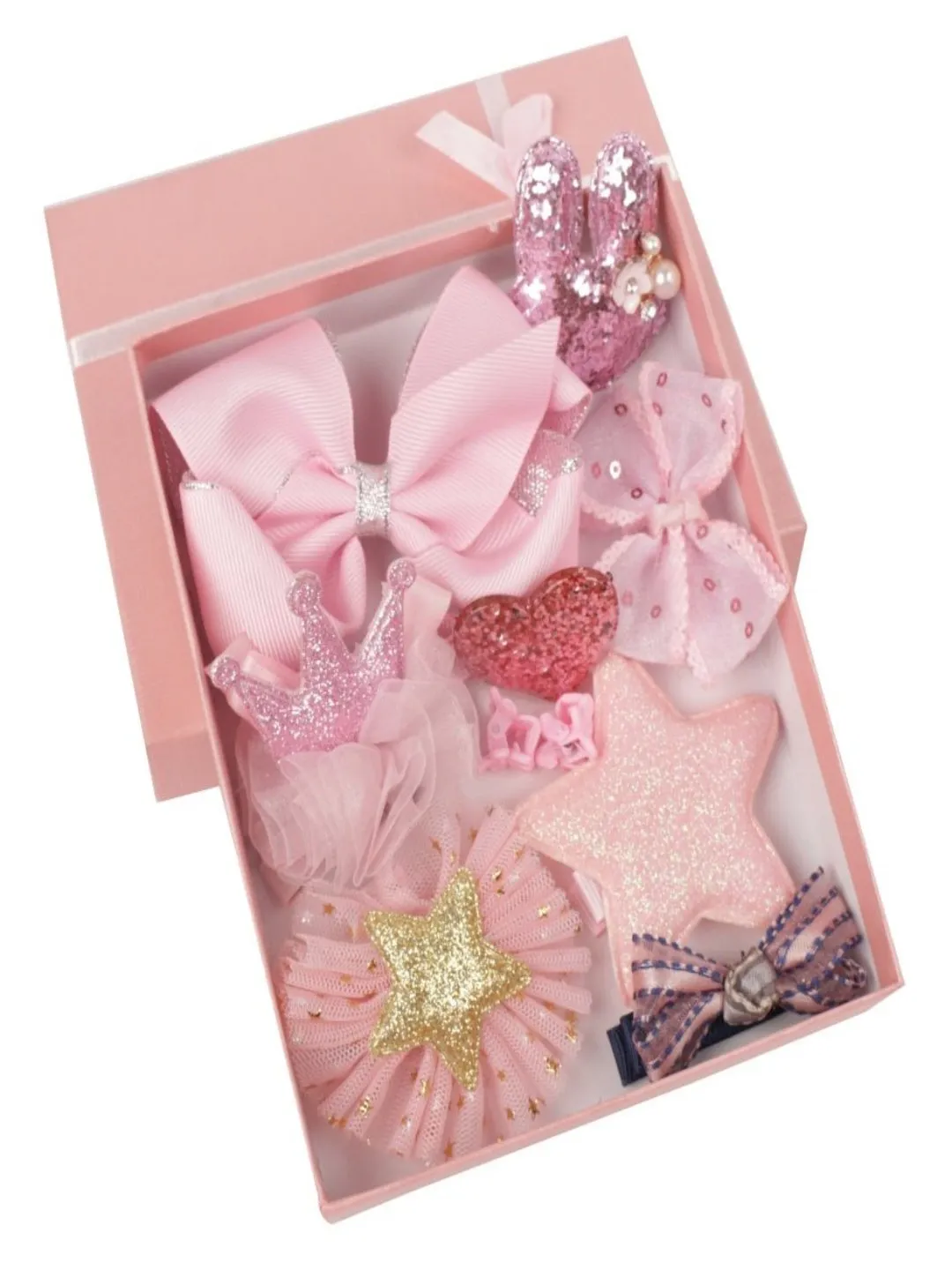Chic Hair Clips Set for Girls - (Pink & Red) Pack of 2