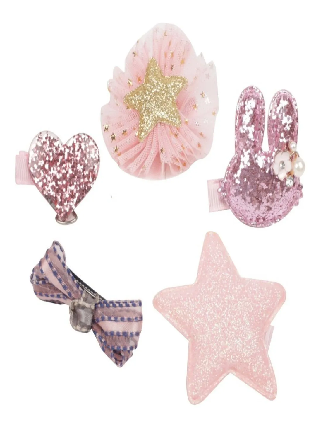 Chic Hair Clips Set for Girls - (Pink & Red) Pack of 2