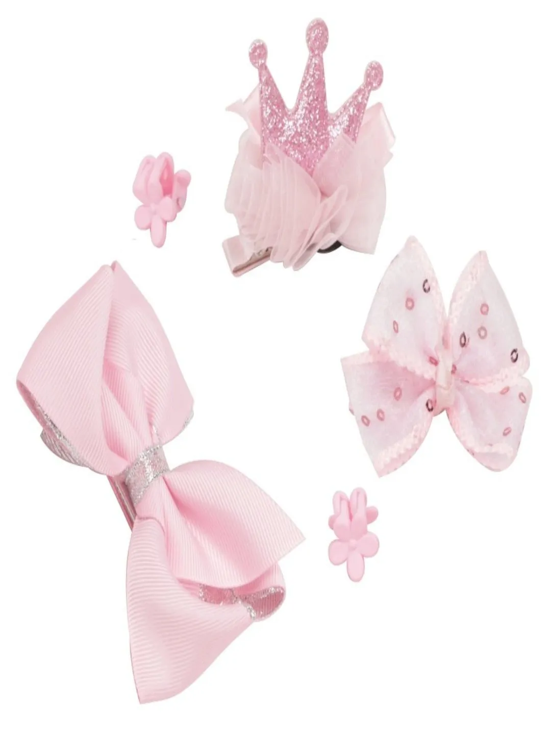 Chic Hair Clips Set for Girls - (Pink & Red) Pack of 2