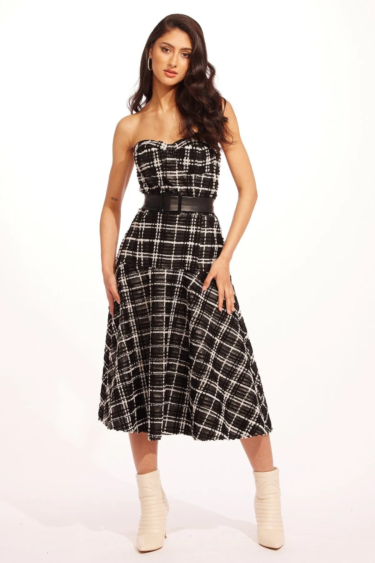 Metallic Finish Mandoline Dress - Wet Cement