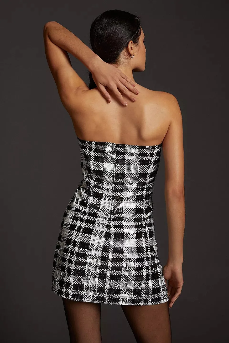 Sequined Plaid Mini Dress Chic And Comfortable