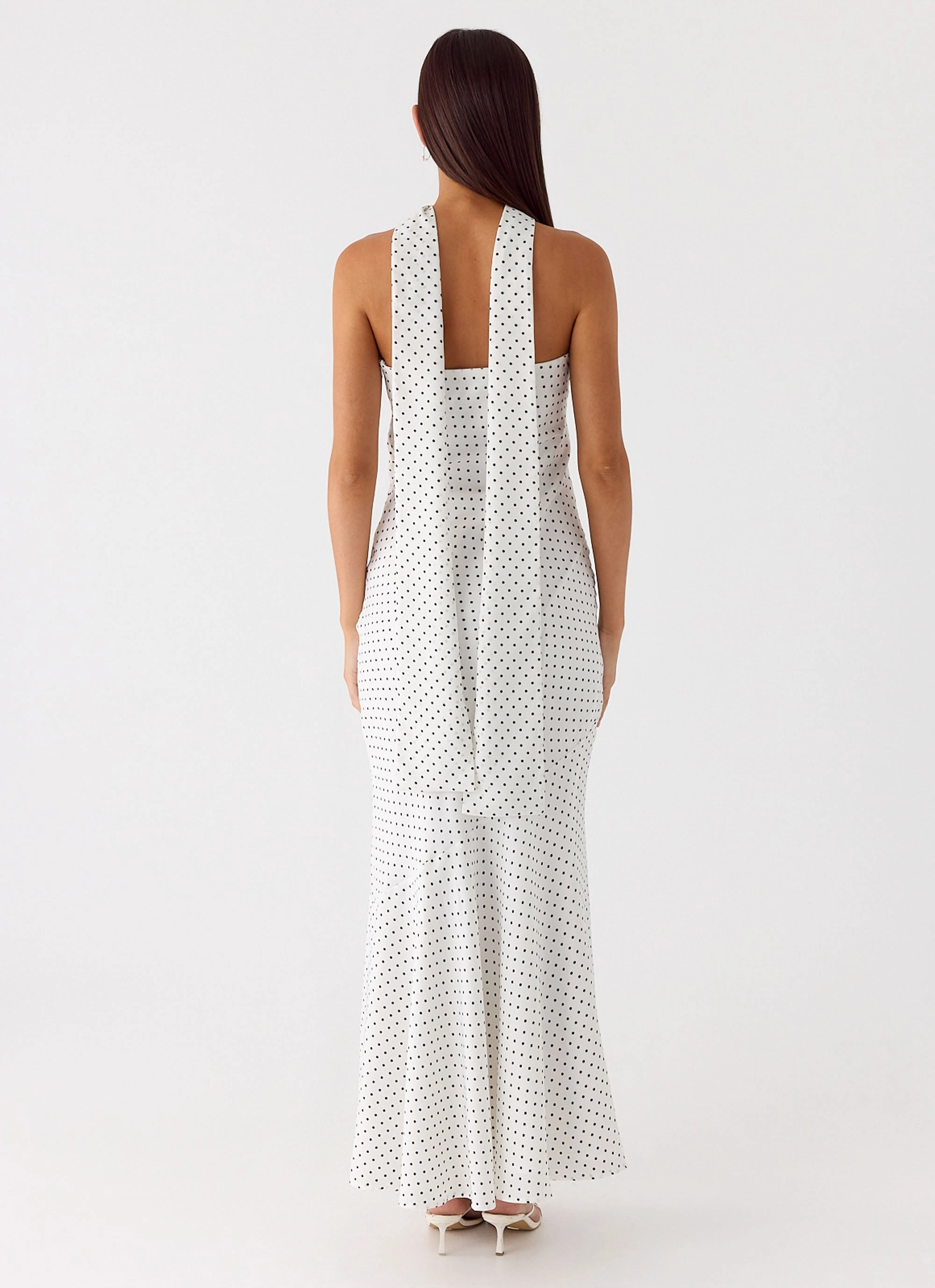 chic aesthetic Under The Pagoda Maxi Dress - White Polkadot Core Collection ruffle trim