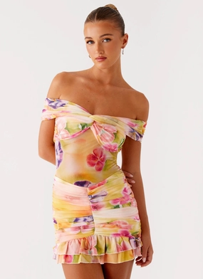 Chic and Comfortable Look Frances Mini Dress - Sunburst Floral Frances Mini Dress - Sunburst Floral Casual day-to-night piece