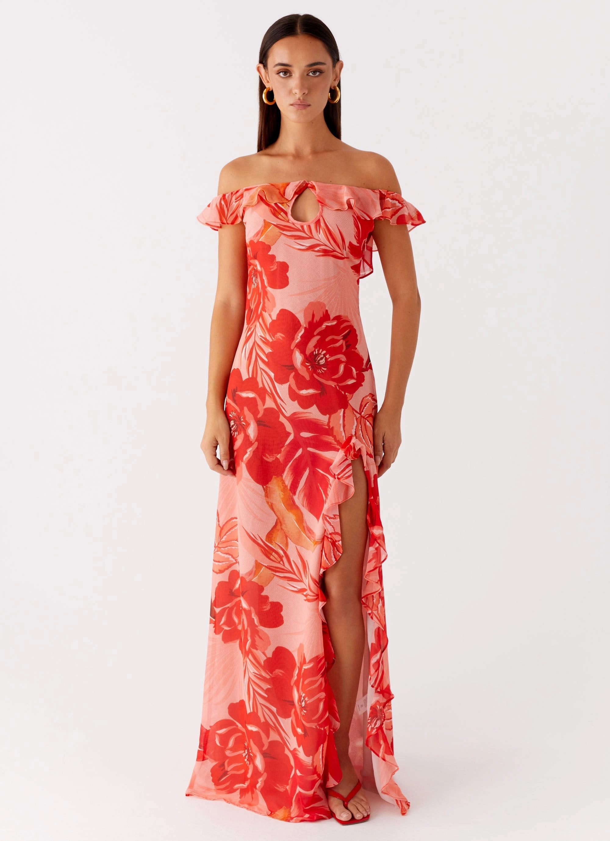 Cassiday Maxi Dress - Sicily Sunsets Print Flowing Lines