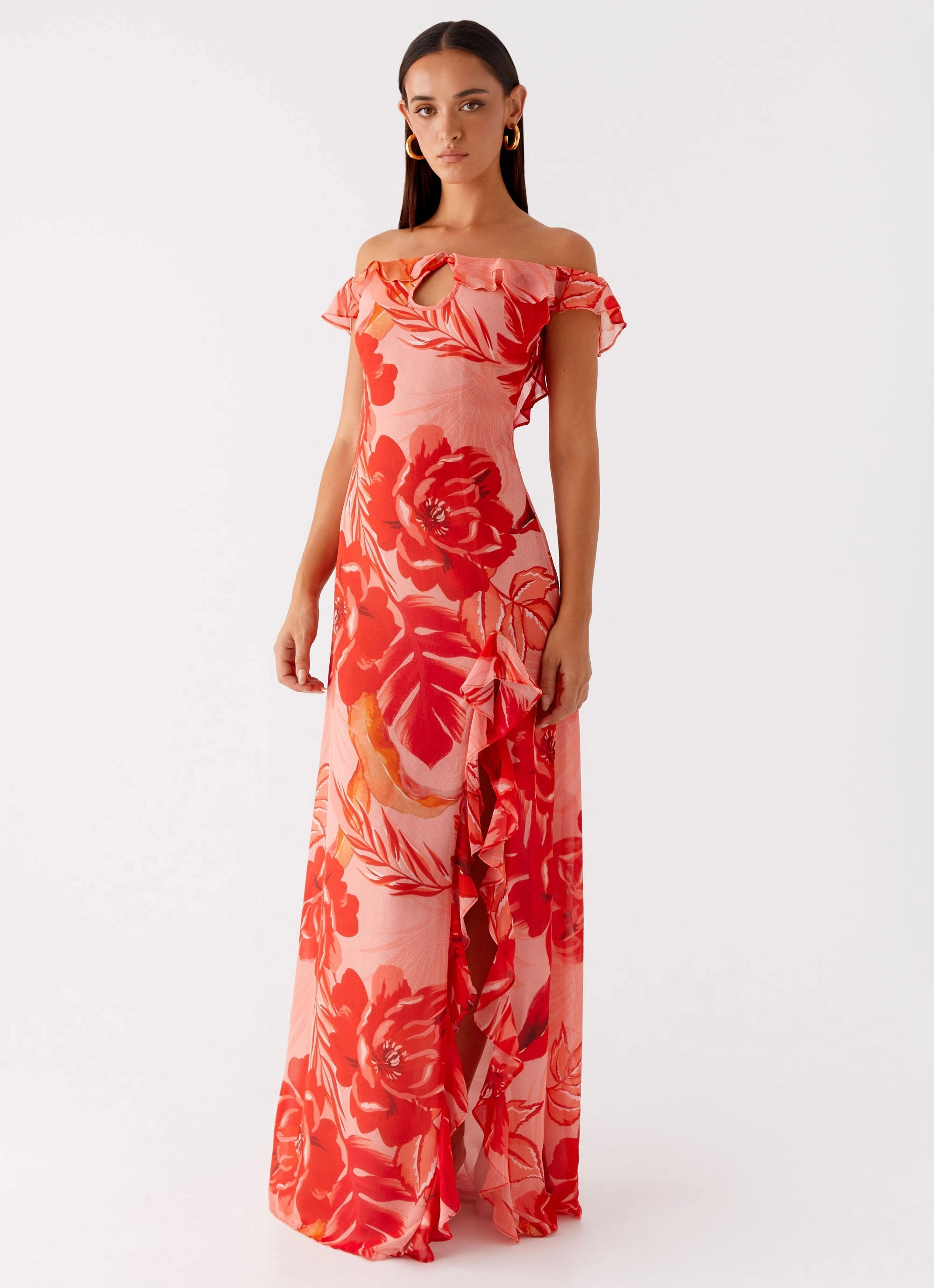 Timeless Comfort Edgy Twist Cassiday Maxi Dress - Sicily Sunsets Print