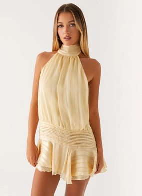 Chic Appeal Willow Chiffon Mini Dress - Yellow Tonal Look Chic Appeal Willow Chiffon Mini Dress - Yellow