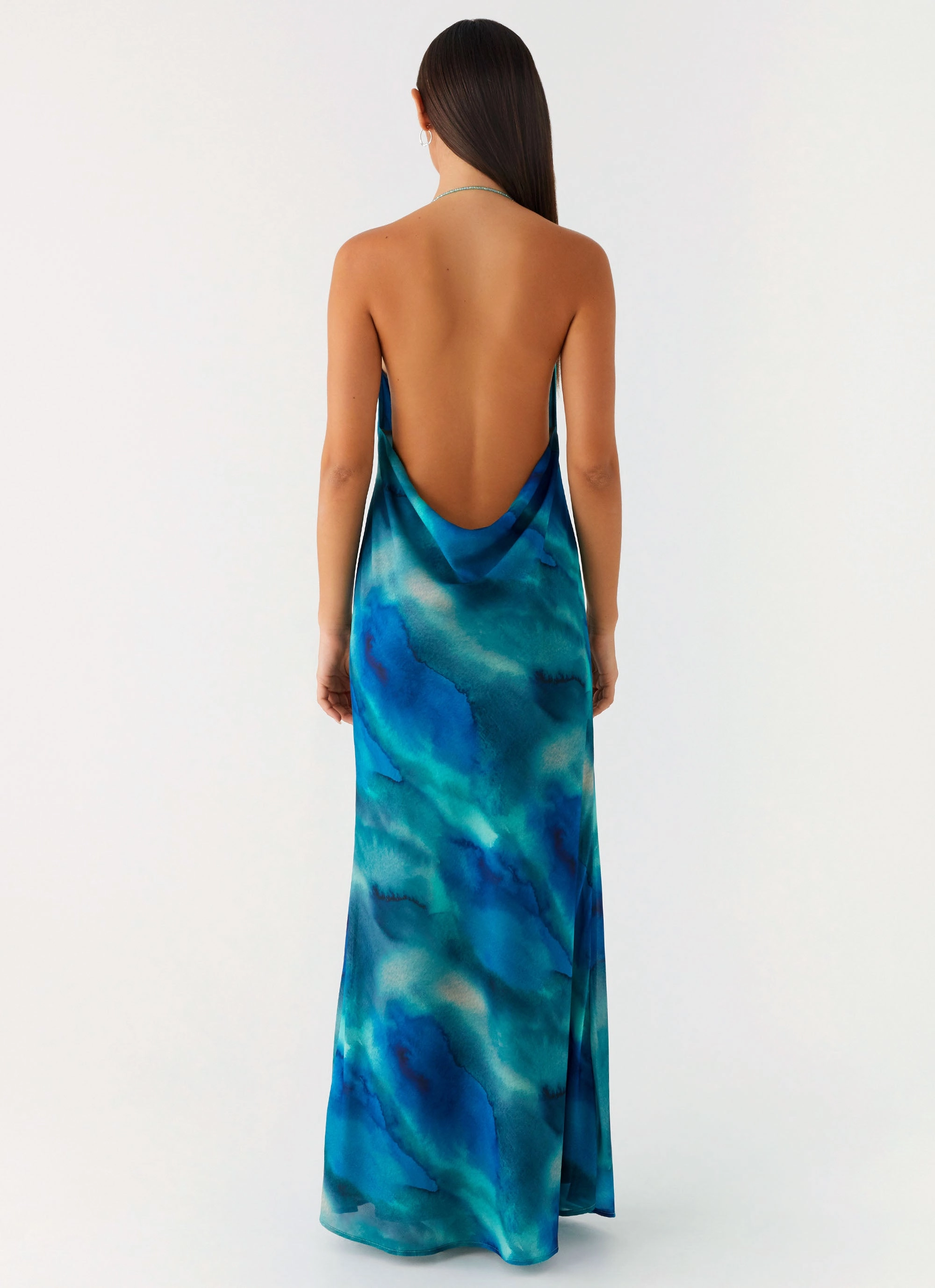 Color-Blocked Journey Maxi Dress - Blue Tie Dye