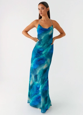 Chic Ensemble Journey Maxi Dress - Blue Tie Dye Journey Maxi Dress - Blue Tie Dye Trend Texture Subtle tone