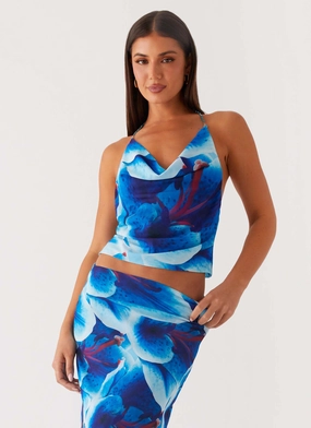 Plus size option Relaxed Style Another Life Halter Top - Turquoise Floral