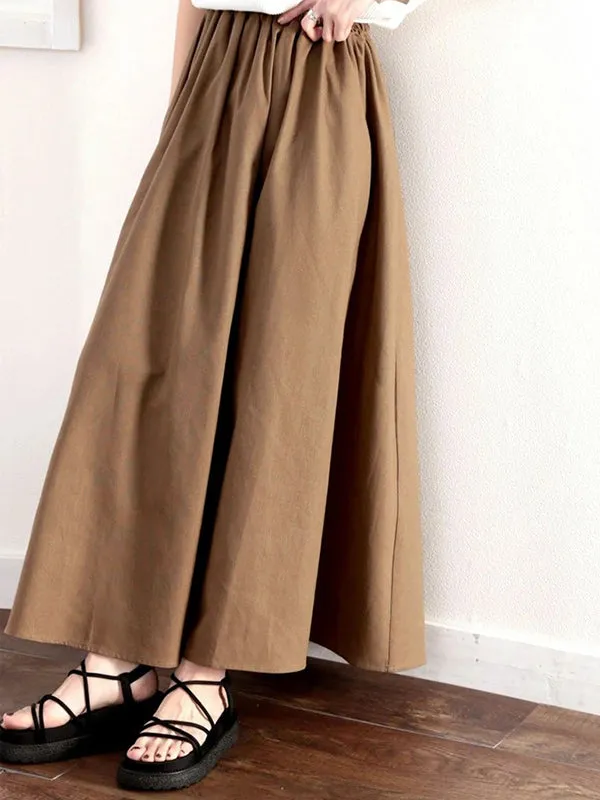 Chicmy-Elasticity Solid Color A-Line Loose Skirts Bottoms
