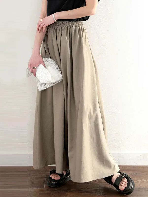 Chicmy-Elasticity Solid Color A-Line Loose Skirts Bottoms