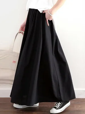 Chicmy-Elasticity Solid Color A-Line Loose Skirts Bottoms