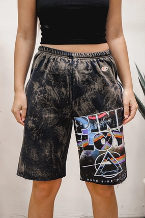 Breathable Layer Wear Breathable mesh lining Pink Floyd Acid Wash Champion Sweat Shorts