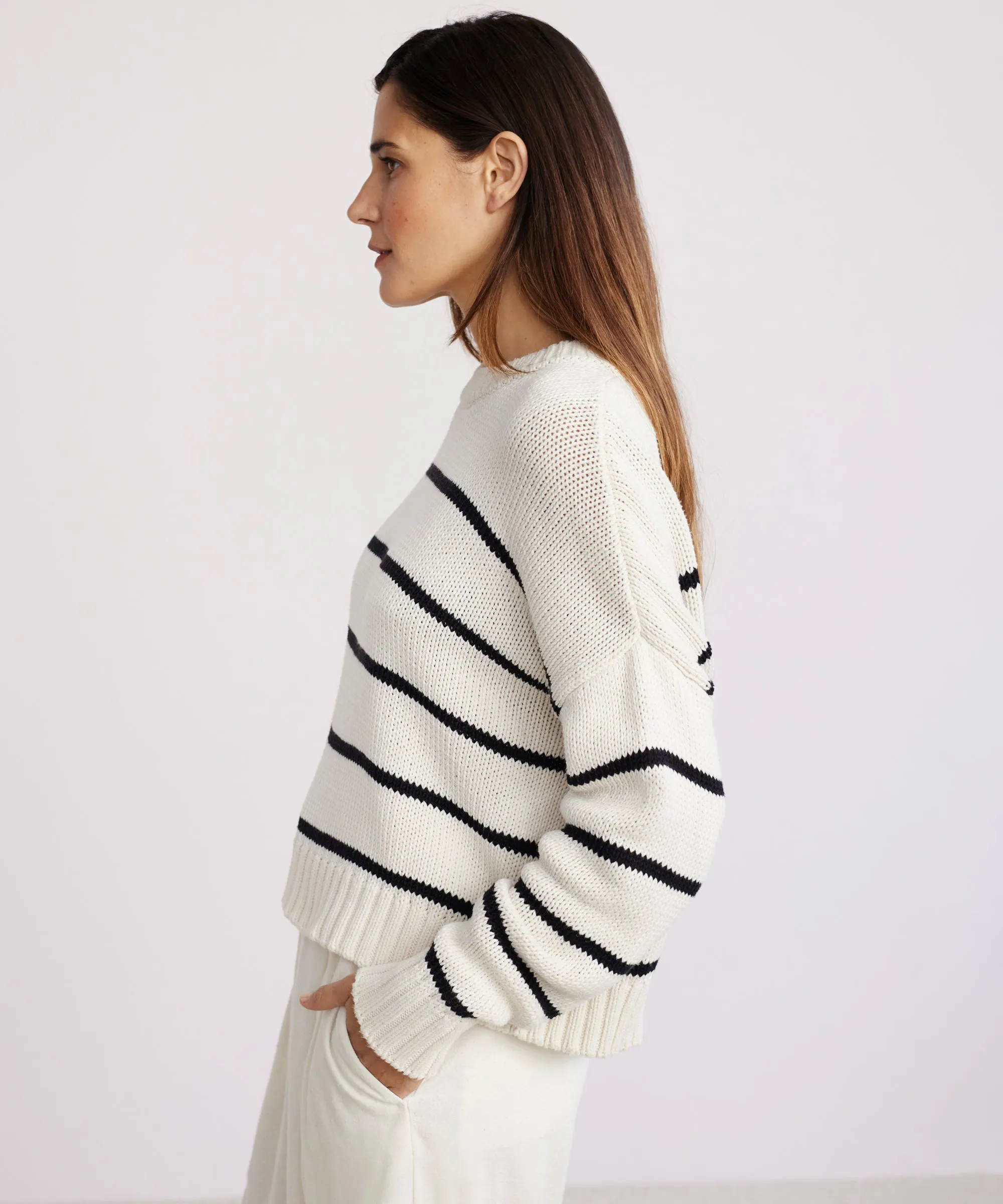 Yarn Dyed Pattern Cloth MidweightKnit Chloe Crewneck