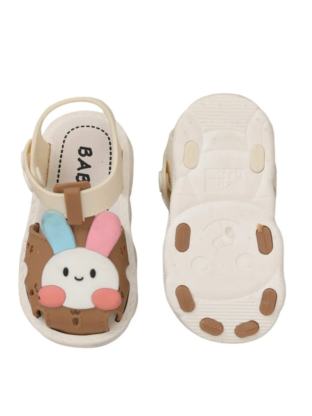 Chocolate Brown Bunny Sandals with Cute Ear Accents, For Girls