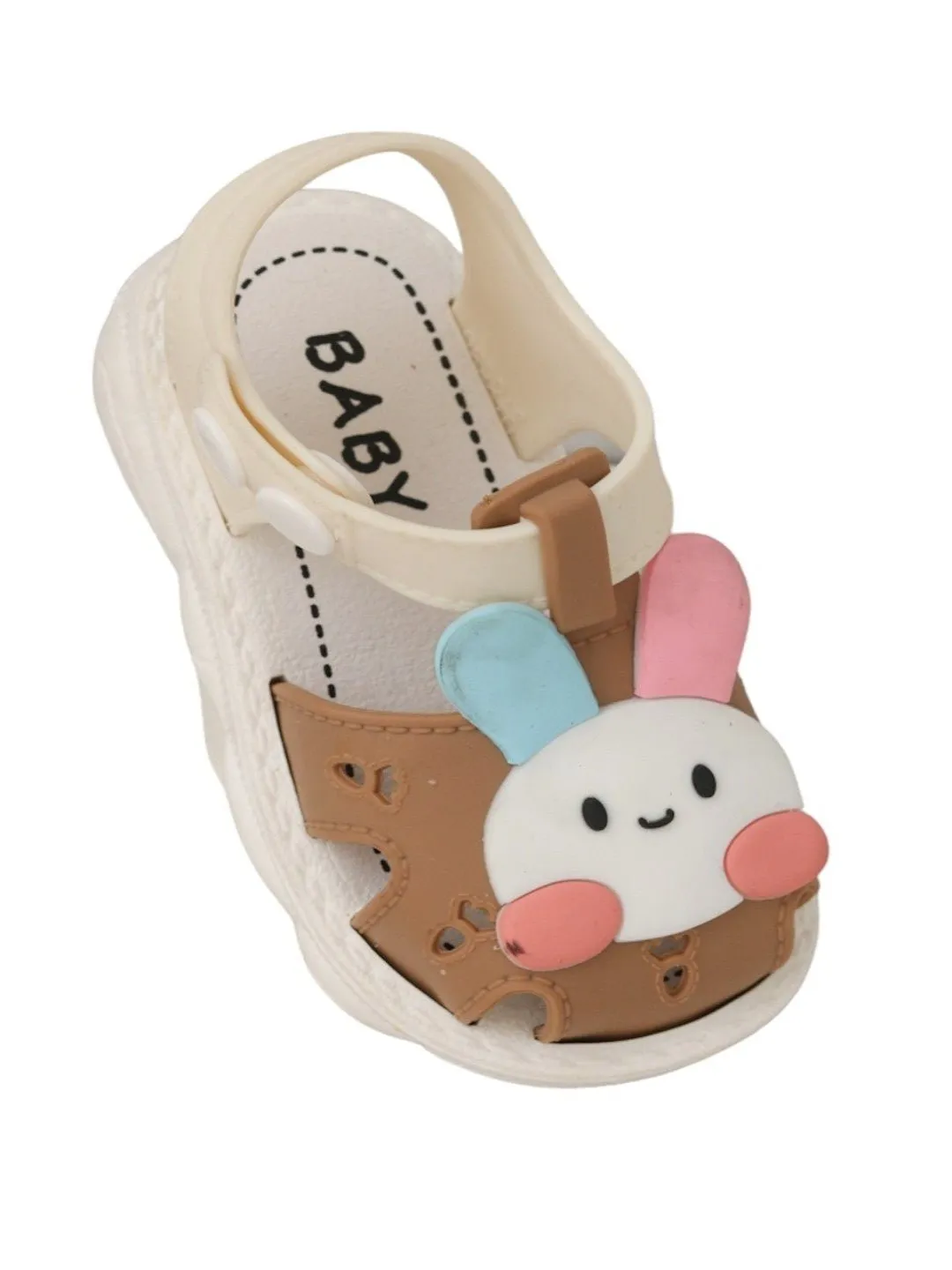 Chocolate Brown Bunny Sandals with Cute Ear Accents, For Girls