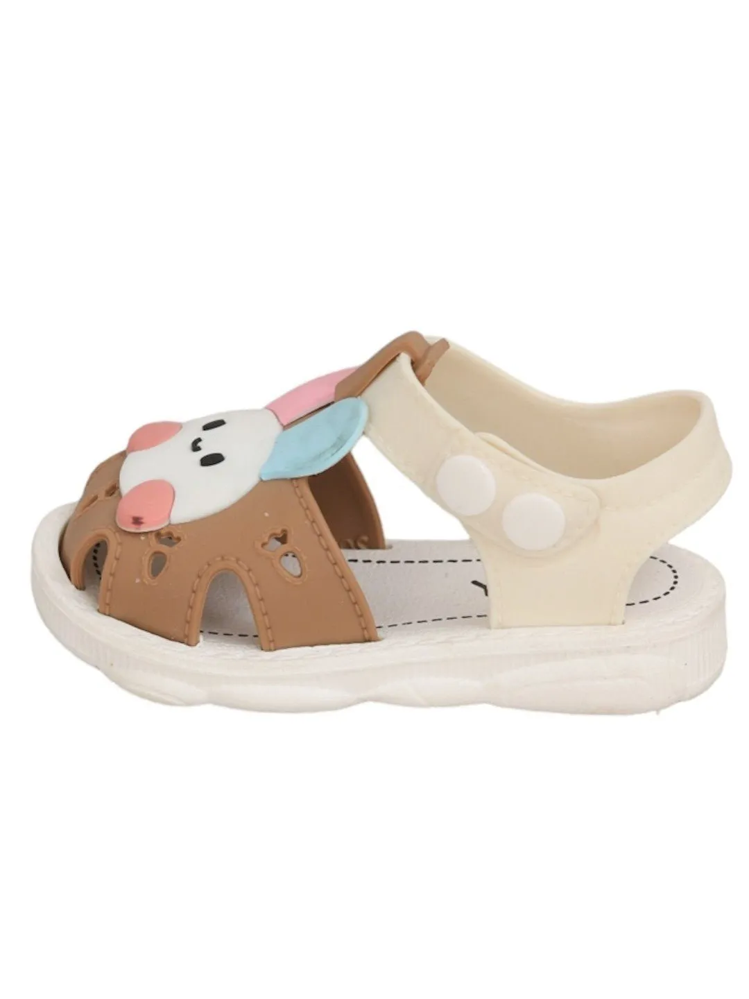 Chocolate Brown Bunny Sandals with Cute Ear Accents, For Girls