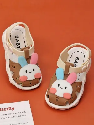 Chocolate Brown Bunny Sandals with Cute Ear Accents, For Girls