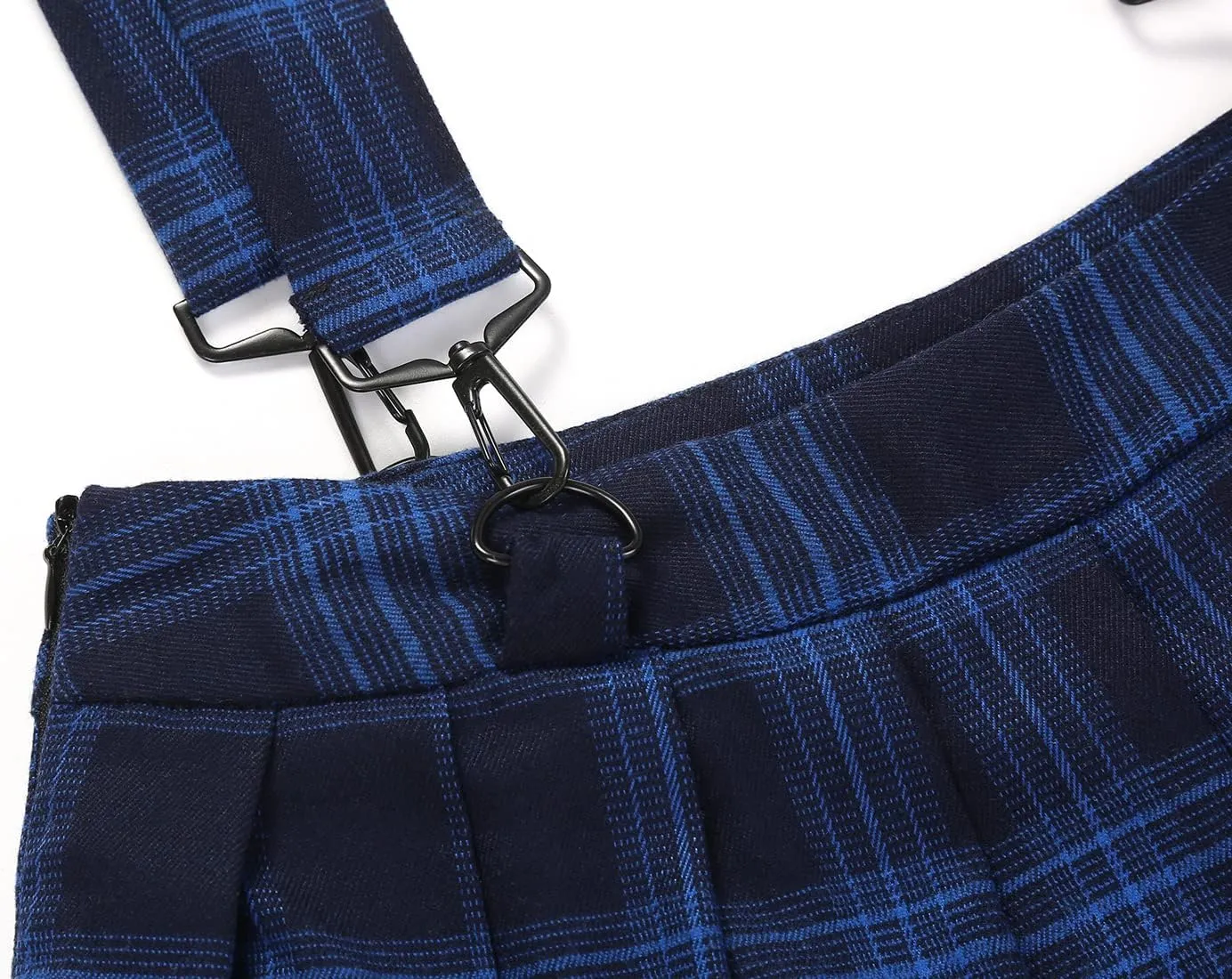 chouyatou Women's Cool Sweet A-Line Decorative Strap Plaid Pleated Mini Skirt