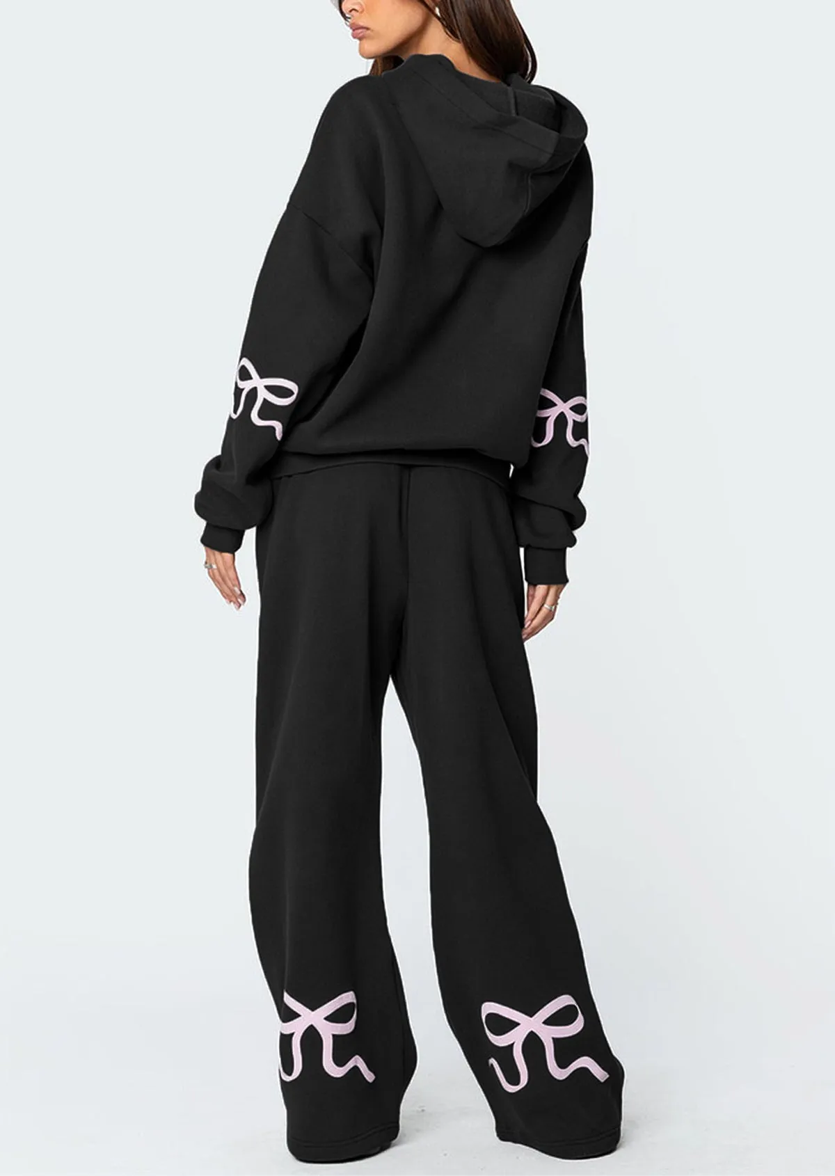 Christmas Sale 50% OFF - Women's Bow Detail Hoodie Sweat Set (Buy 2 Free Shipping)