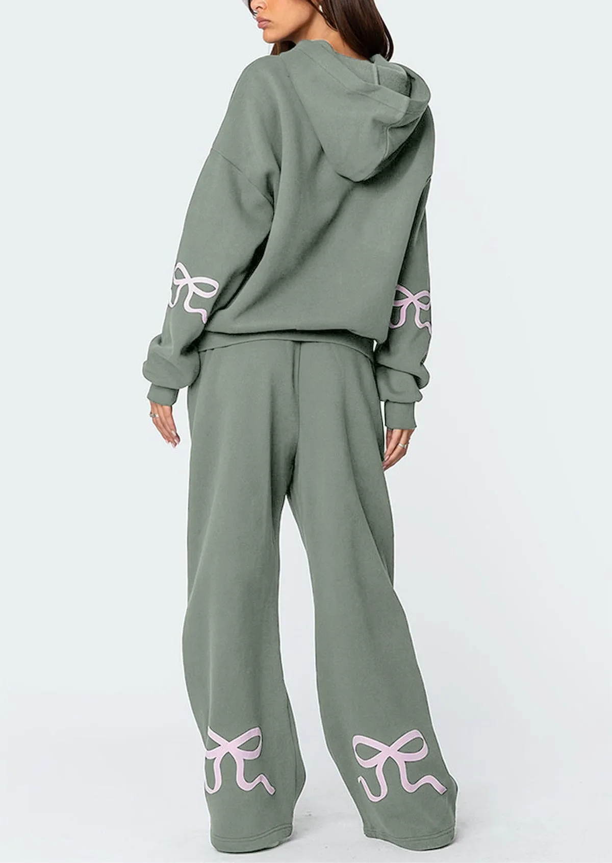 Christmas Sale 50% OFF - Women's Bow Detail Hoodie Sweat Set (Buy 2 Free Shipping)