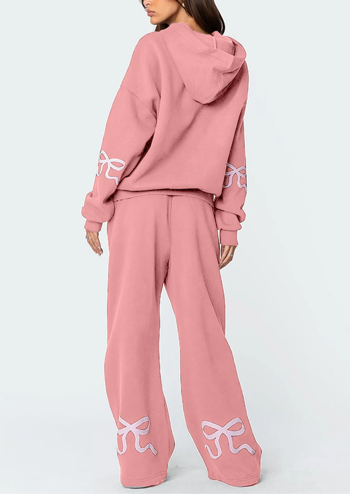 Christmas Sale 50% OFF - Women's Bow Detail Hoodie Sweat Set (Buy 2 Free Shipping)