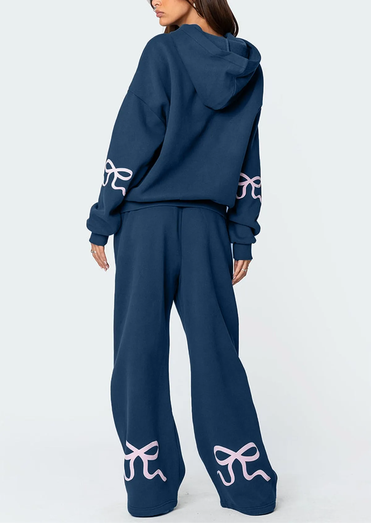 Christmas Sale 50% OFF - Women's Bow Detail Hoodie Sweat Set (Buy 2 Free Shipping)