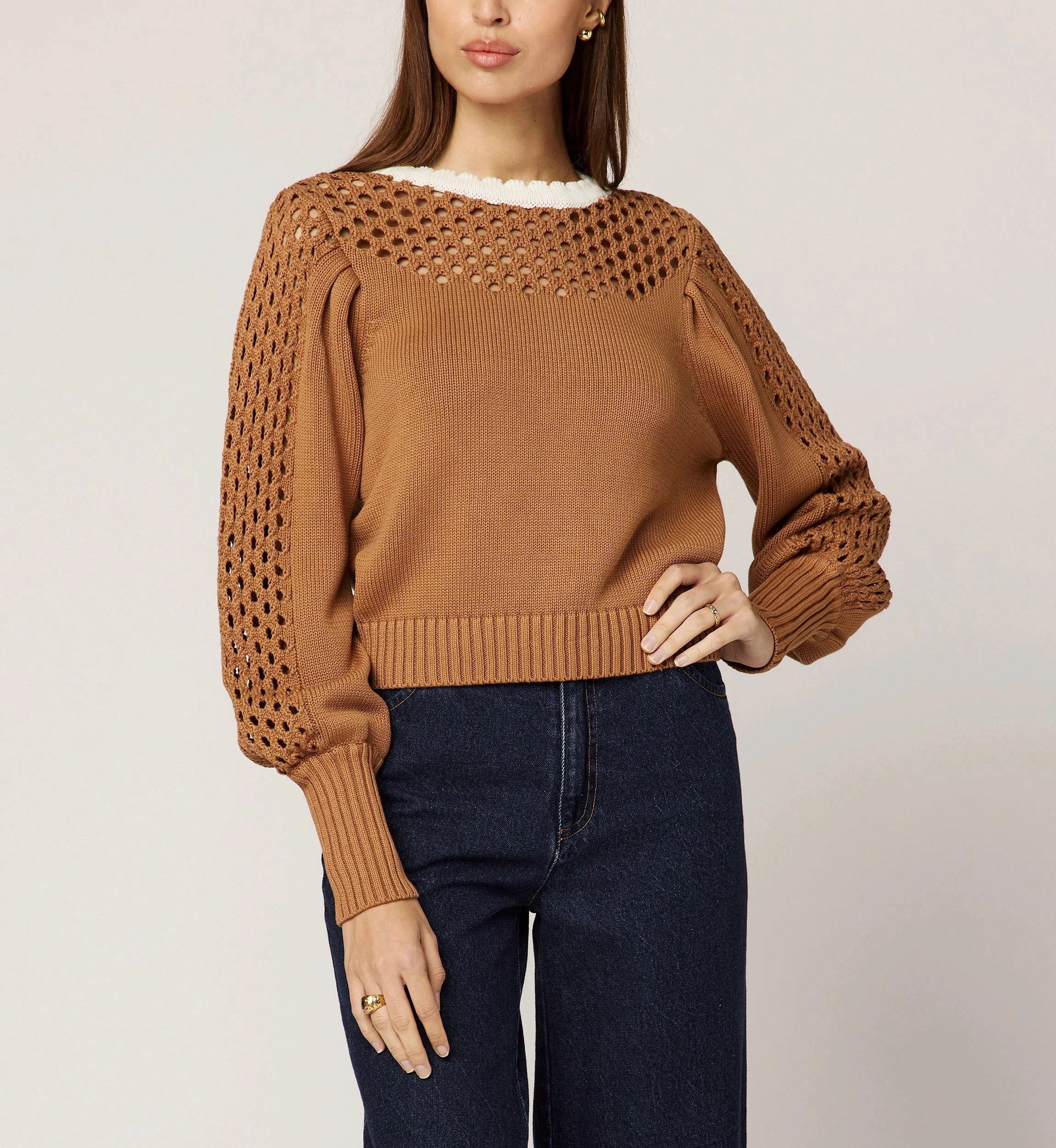 Stylish Dress Anwen Sweater | Brown/Ivory