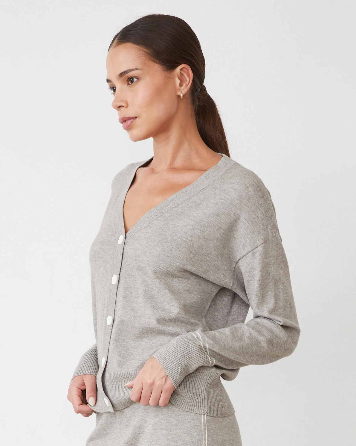 Layered Ventilation Zones Button Down Collar Style Lightknit Cardigan