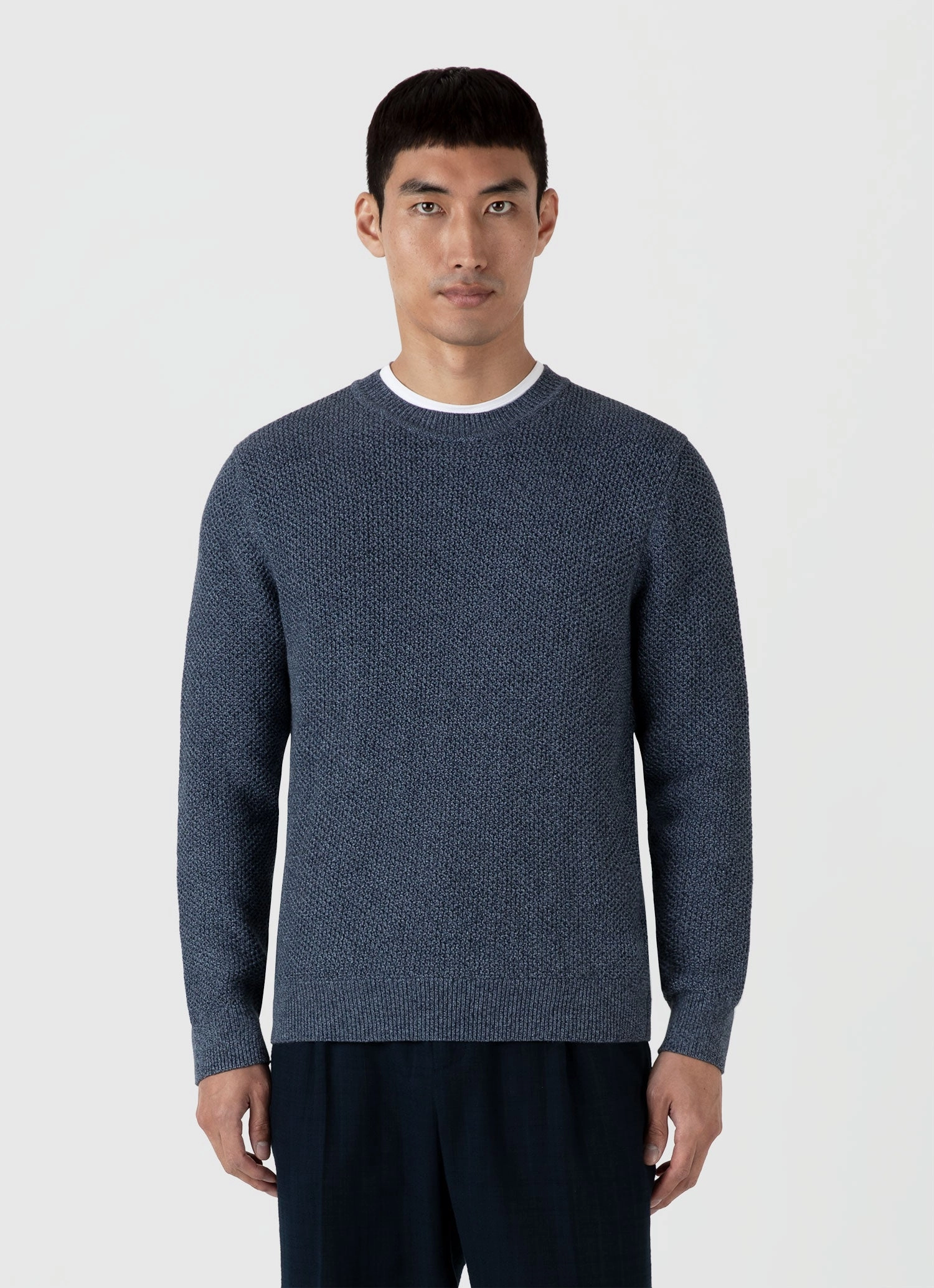 Cold Day Men's Honeycomb Cotton Crew Neck Jumper in Indigo