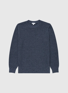 CircularKnit Men's Honeycomb Cotton Crew Neck Jumper in Indigo Men's Honeycomb Cotton Crew Neck Jumper in Indigo Elastic hemline Quick Dry Knitwear
