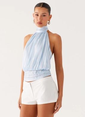 City Ready Willow Chiffon Top - Blue City Ready Willow Chiffon Top - Blue Sleek Styling Easy Vibe