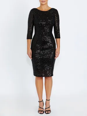 Claire Black Sequin Dress Autumn Ready Claire Black Sequin Dress Sophisticated Waist Comfy Shape