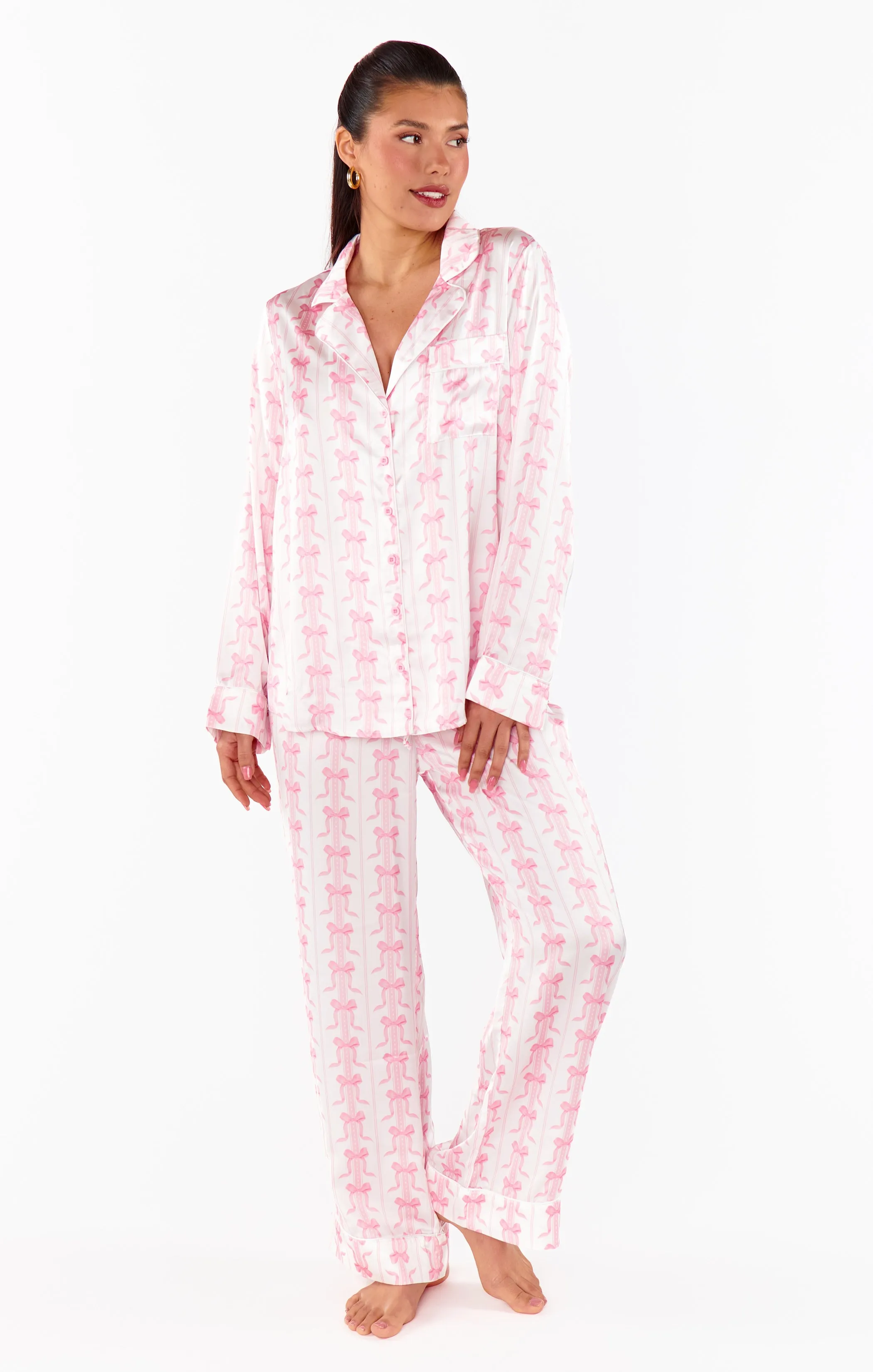Classic PJ Set ~ Samantha Bow Silky